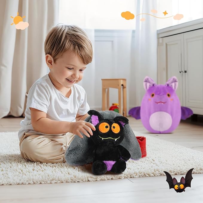 MIAODAM Bat Stuffed Animal Plush, 11inch Reversible Purple Bat Plushies, Cute Plush Toy Gift for Toddler Girls Boys