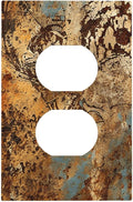 Outlet Covers Shabby Old Rusty Antique Brass Copper Print 1 Gang Duplex Light Switch Cover Plate Decorative Wall Plates Socket Cover Electrical Switchplate for Kitchen Home Decor