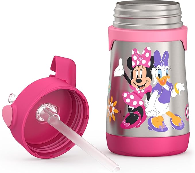 THERMOS Vacuum Insulated Stainless Steel 10oz Straw Bottle, MINNIE MOUSE (Pack of 3)
