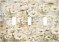 Vintage Letter Paper Wildflowers Dragonfly Daisy Floral Decorative Switch Plates 3 Gang Wall Plate Triple Toggle Light Switch Cover Faceplate Electrical Wall Panels for Farmhouse Bedroom Decor