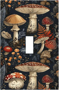 Decorative Light Switch Cover Plate Vintage Mushroom Floral 1 Gang Single Toggle Wall Plate Electrical Outlet Covers Decorate Switch Plate Cover for Bedroom Kids room Decor