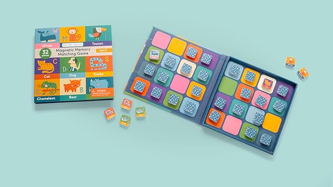 Stephen Joseph, Magnetic Memory Game Set, Matching Memory Game for Kids - 32pc Memory Game Set, Matching Games for Children Preschool Toddler, Travel Memory Games for Kids, Animals