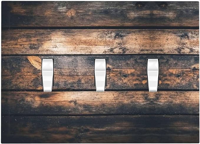 Decorative Switch Plates Brown Vintage Wooden Board Rustic Wood 3 Gang Wall Plate Triple Toggle Light Switch Cover Faceplate Electrical Wall Panels For Farmhouse Cabin Decor