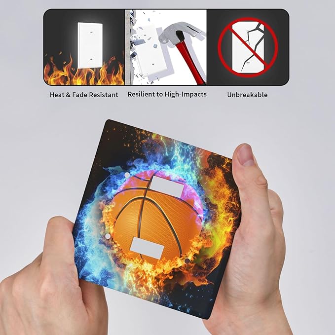 Basketball Double Light Switch Cover Plates Decorative 2 Gang Wall Plate Double Toggle Lightswitch Cover