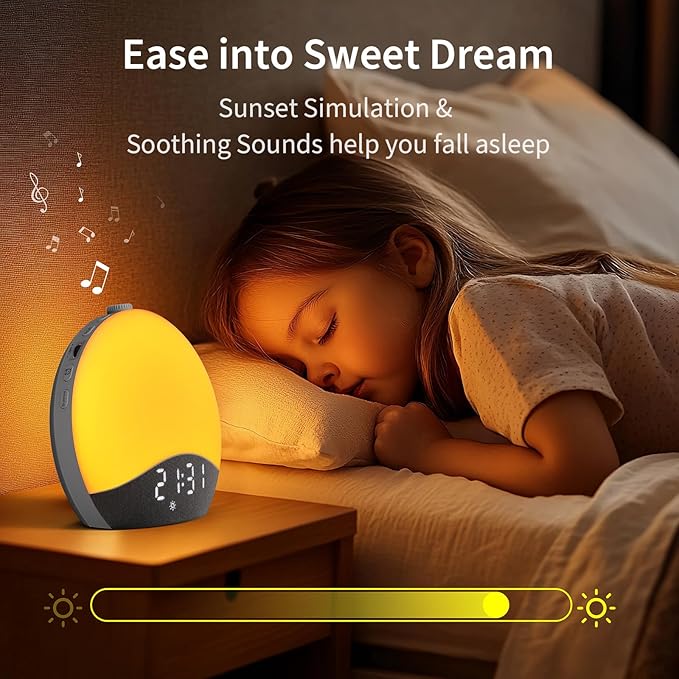 EASYERA Sunrise Alarm Clock Sound Machine, Upgraded Backlit Buttons, 26 Soothing Sounds, White Noise Machine Night Light, Bluetooth Speaker Wake Up Light for Bedroom, Heavy Sleeper, Adults, Kids