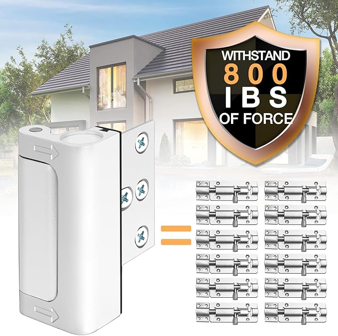 Home Security Door Locks for Front Door Child Safety Lock, Door Reinforcement Lock Kids Safety Door Latches for Top of Door Flip Extra Lock Withstand 800 Lbs, Night Guardian for Inward Swinging Doors