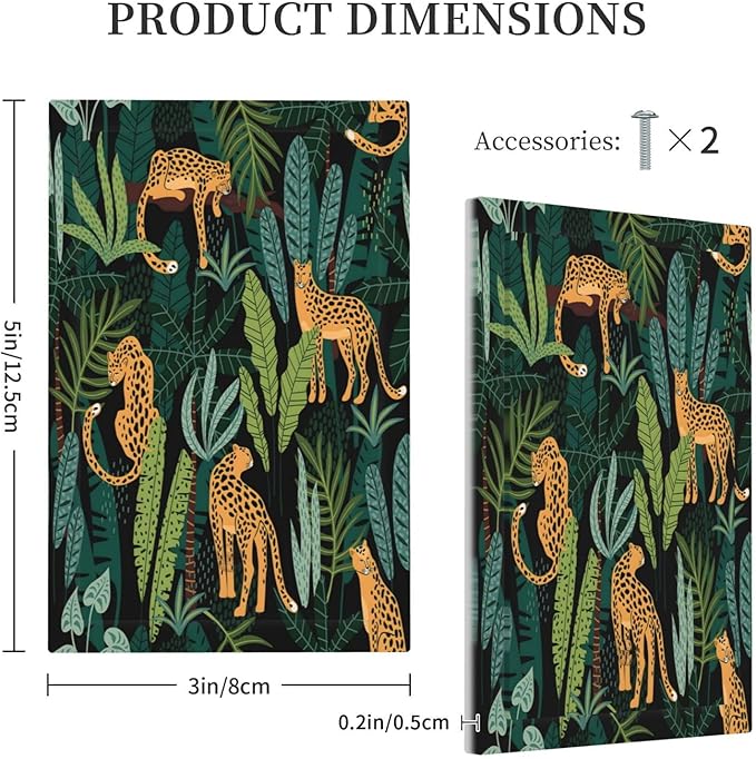 Jungle Cheetah Tropical Wildlife Leopard Green Palm Leaf Light Switch Cover Plate 1 Gang No Device Blank Electrical Wall Plates Faceplate Decorative Switch Plate Covers for Farmhouse Home Decor