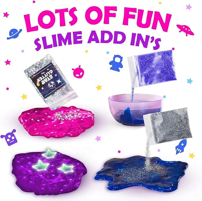 Original Stationery Mini Galaxy Slime Kit for Girls & Boys Ages 7–12, DIY Glow-in-The-Dark Slime Set with Glitter, Fun Space Craft Toy for Creative Play, Birthday Gift for Kids