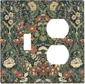 Wallplates Vintage Dark Floral William Morris Green Flower 1 Toggle 1 Duplex Switch Plate Electrical GFCI Faceplate Decorative Light Switch Covers for living Room Home Decor