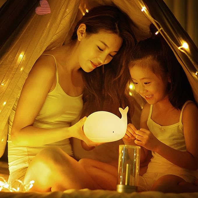 ZKLiLi Night Light for Kids Lamp, 16 Colors Lamp Cute, Dimmable Baby Night Lights for Nursery,Silicone Rechargeable Nightlight for Kids Room, Kawaii Room Decor (Whale)