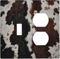 Cowhide Print Abstract Animal Fur Rustic Wallplates 1 Toggle 1 Duplex Switch Plate Electrical GFCI Faceplate Decorative Light Switch Covers for Farmhouse Home Decor