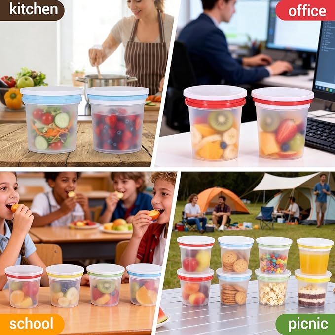ASEVAT 16 Pack 8.67 oz Food Storage Containers with Twist Lids – Leakproof BPA-Free Soup Containers, Microwave/Dishwasher Safe Freezer Containers for Meal Prep, Leftovers & Takeout