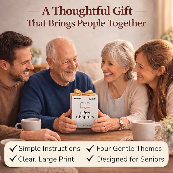 QUOKKA Conversation Cards for Seniors – 160 Memory Card Game Alzheimer's Dementia Activities – Large Print Conversation Starters for Elderly Parents – Dementia Products for Elderly – Premium Gift Box