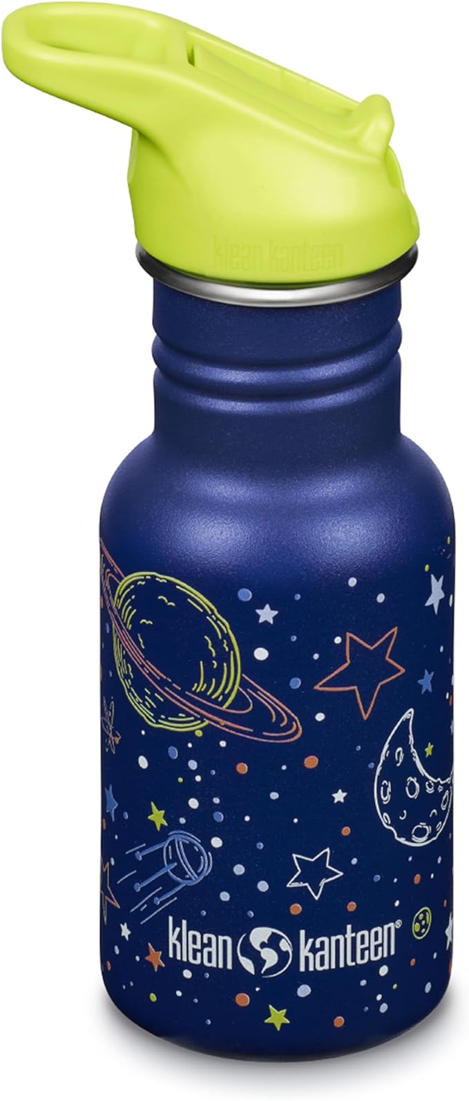Klean Kanteen 12 oz Classic Kid's Water Bottle with Flip Seal Sport Cap & Straw - 100% Leakproof Cap - Durable Stainless Steel Material - Lightweight & Easy-Grip - BPA-Free - Milky Way