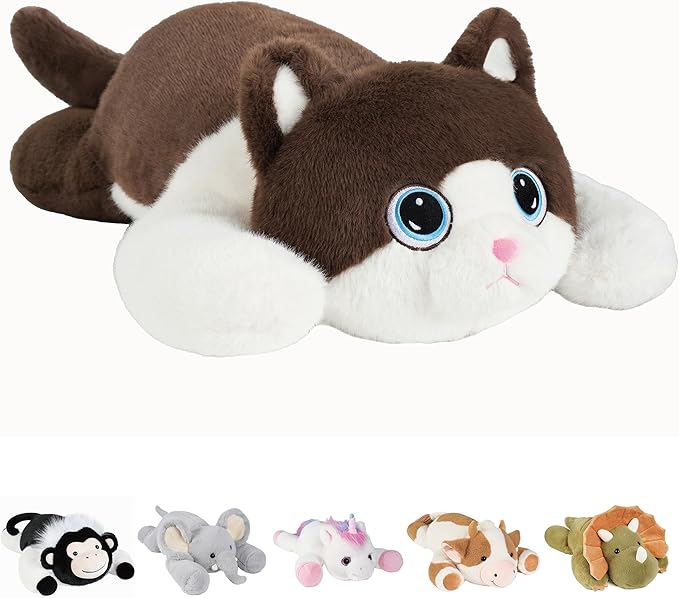 GILFWM Weighted Stuffed Animals Cat - 25" Big Toy Pillow Plushie Gifts for Kids Boys Girls & Adults, 5 lbs Soft Washable Plush Pillowfort
