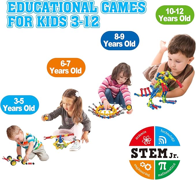 Huaker Stem Building Toys for 3 4 5 6 7 8 Year Old Boys Girls Kids,125 Pieces Building Blocks Educational Learning Toys with Large Storage Box,Ideal Christmas Birthday Gifts