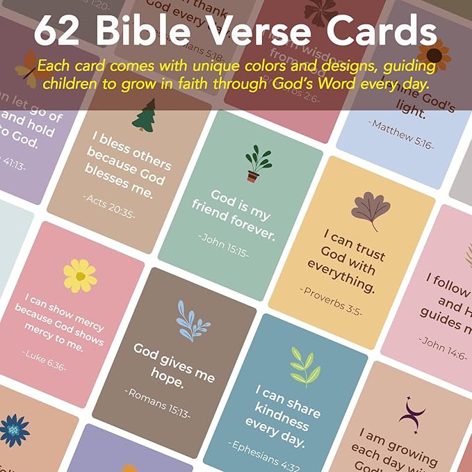 Biblical Affirmation Deck for Kids, 62 Bible Affirmation Cards for Kids, Biblical Truth Cards, Identity in Christ, Christian Easter Basket Stuffer for Children