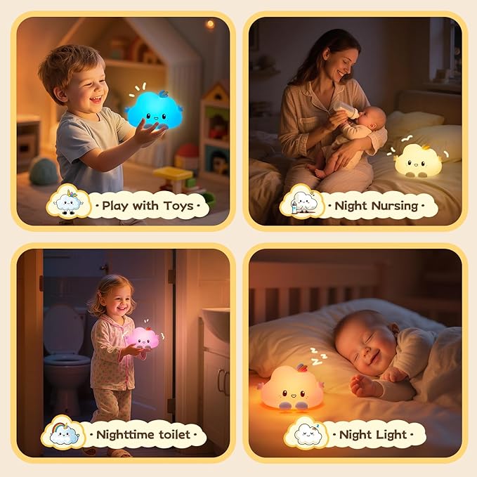 One Fire Cloud Night Light, 16 Colors & Remote Control Baby Night Light, Rechargeable Cloud Lamp, Cute Gifts for Kids Gifts Teen Girl Gifts, Funny Gifts for Women