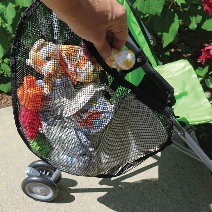 Evelots 2 Pack Bike/Stroller Storage Bag - Side Sling, Hook & Loop Easy Attach - Mesh Design, Non-Slip Straps, Additional Storage for Strollers & Bicycles, Durable Polyester, Black