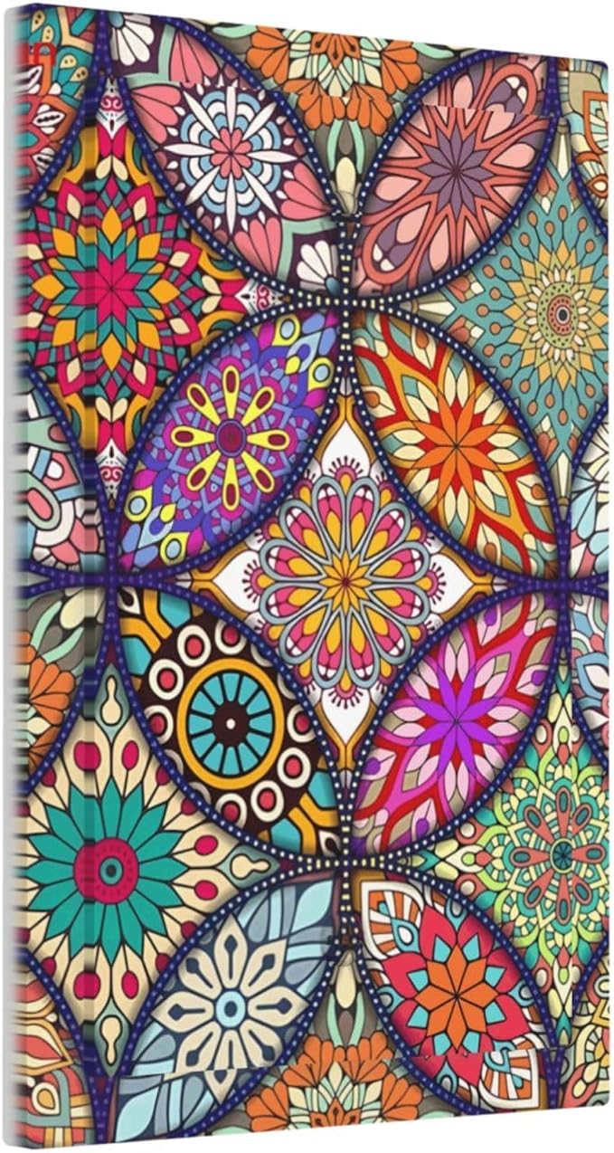 Boho Floral Pretty Colorful Mandala Flowers Light Switch Cover Plate 1 Gang No Device Blank Electrical Wall Plates Faceplate Decorative Switch Plate for Bedroom Living Room Decor