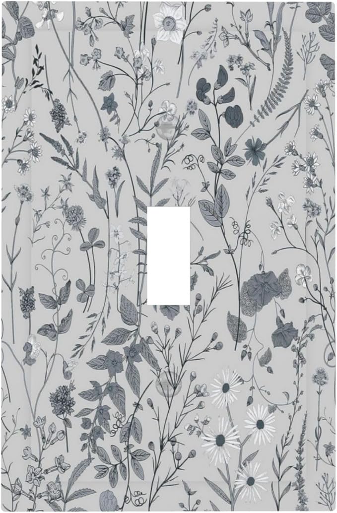 Boho Wild Flowers Farm Floral 1 Gang Light Switch Cover Decorative Single Toggle Wall Plate Electrical Switchplate Switchcovers Home Decor for Living Room Bedroom Decorate