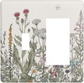 Vintage Colorful Wild Flower Floral 2 Gang Single Toggle/Rocker Combination Light Switch Cover Decorative Wall Plate Cover Electrical Faceplate Art Decor