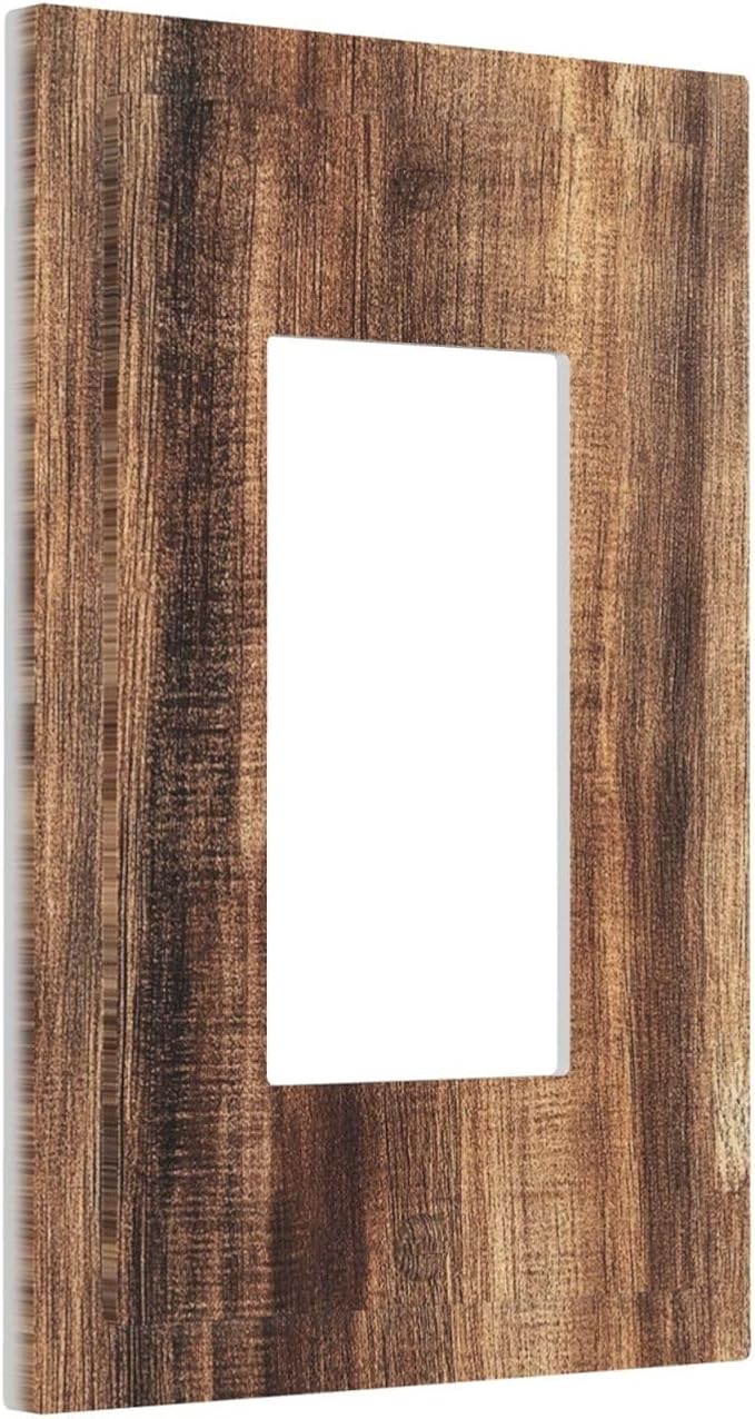 Decorative Outlet Covers Vintage Rustic Brown Wood Grain 1 Gang Single Rocker Light Switch Cover Plate Wall Plates GFCI Faceplate for Bedroom Farmhouse Decor