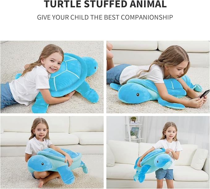 Dalmao 28'' Sea Turtle Stuffed Animals Giant Soft Toys, Large Ocean Blue Turtle Plush Body Pillow, Plushies Gifts for Kid Boys, Girls, Girlfriend, Birthday, Halloween, Christmas
