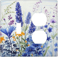 Light Switch Cover Plate Lavender Watercolor Wildflowers Colorful floral 2 Gang Decorative Switch Plates 1 Toggle Duplex Combo Outlet Covers GFCI Wall Plates for Bathroom Bedroom Decor