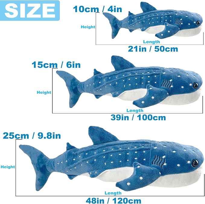 Mukouxun 18.5 inch Whale Shark Stuffed Animal Whale Shark Plush Whale Shark Kids Plush Toy Pillows Stuffed Blue Whale Doll