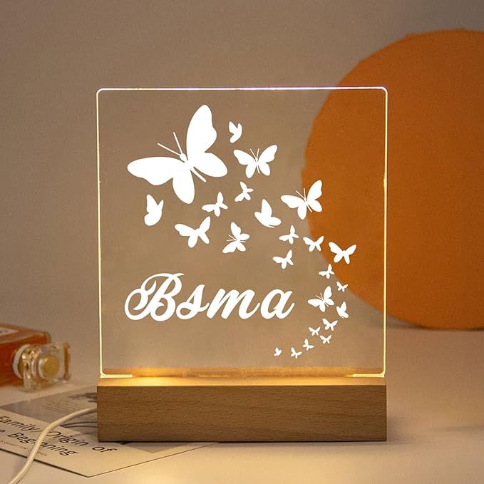 Personalized Butterfly Night Lights Lamp, Night Light Kids, Custom Names Acrylic Night Light, Children's Night Light, Bedroom Decor, Personalized Kid's Night Light