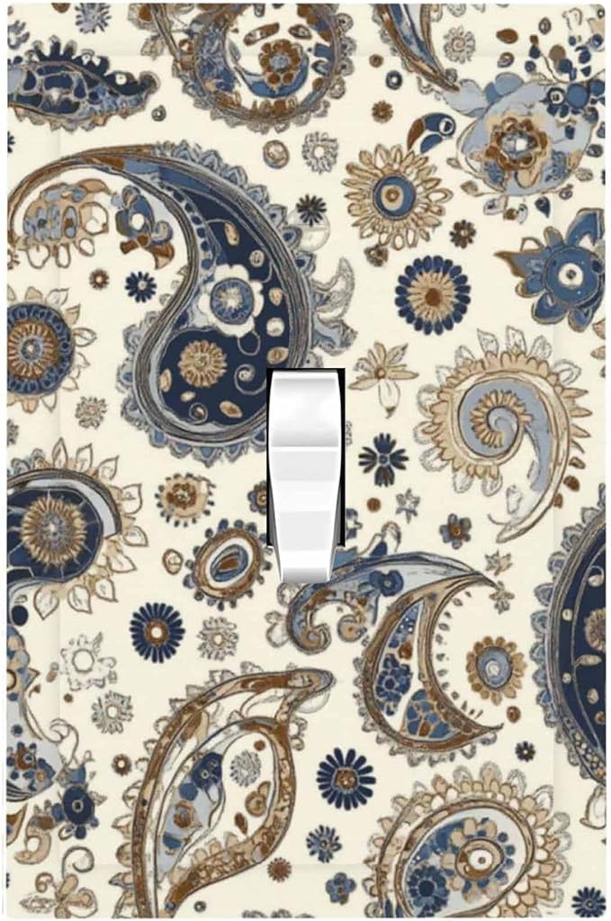 Decorative Light Switch Cover Doodle Style Floral Abstract Teardrop 1 Gang Single Toggle Device Electrical Faceplate Switchplates Decorator Outlet Wall Plate For Bed Room Living Room Decor