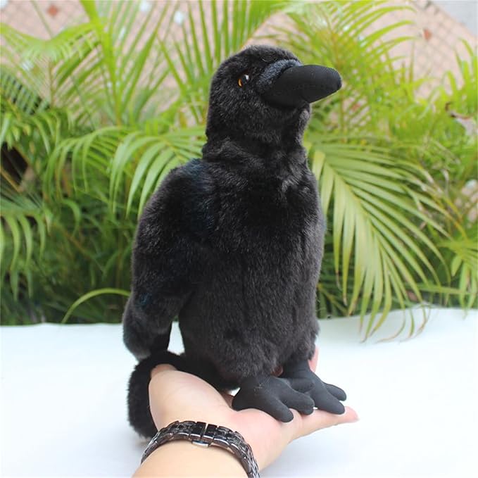 Realistic Crow Plush, Cute Black Raven Stuffed Animal Plush Pillow Toys, Soft Little Bird Raven Stuffed Toys Doll for Birthday Kids Gifts Home Decor 9.44''