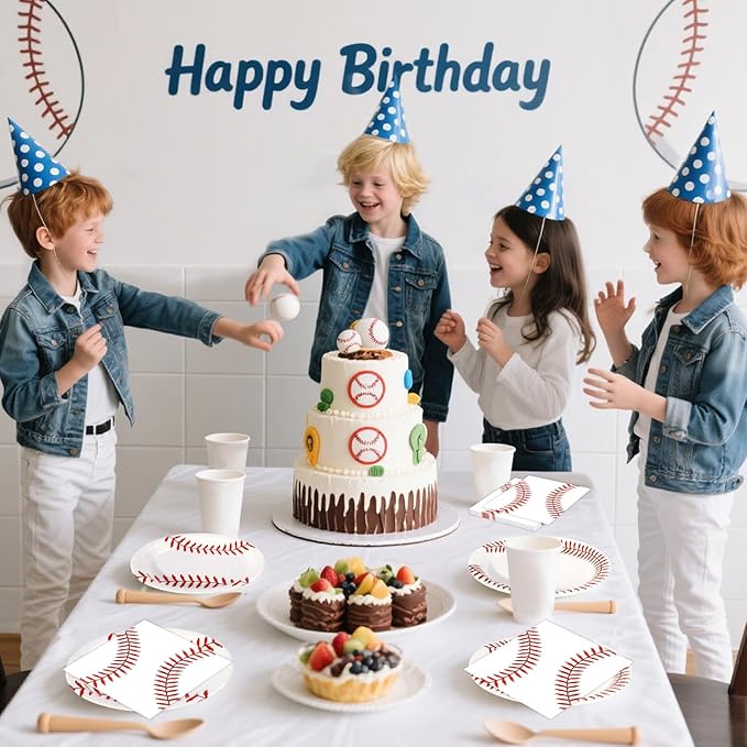 40 Pcs Baseball Plates and Napkins Sets - Baseball Party Supplies, Disposable Paper Dinner Plates and Napkin Tableware Kit for Sports Themed Baseballs Birthday Party Table Decorations, Serves 20