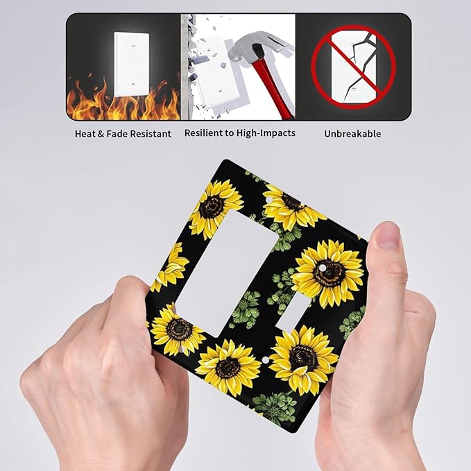 Outlet Covers Floral Sunflower Plants Flowers 1 Toggle 1 Rocker Combination Decorative Wall Plate Electrical Switch Plates Light Switch Cover Plate For Bed Room Farmhouse Decor