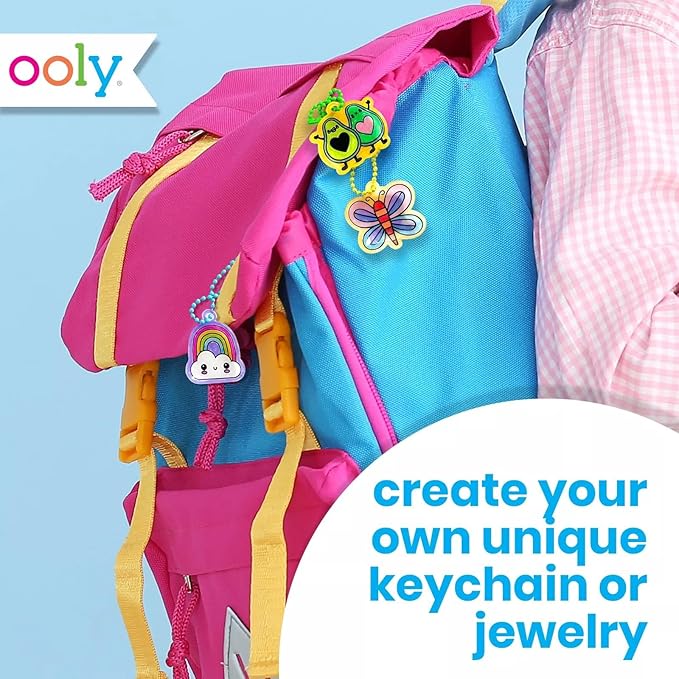 Ooly 28 PC DIY Shrinking Art Kit for Kids, 20 Plastic Pre Cut Charms and More, No Mess Creative Activity Jewelry Making Kit - Fun Friends