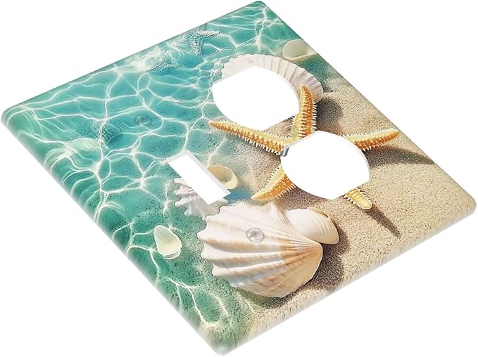 Wallplates Sea Shells And Star Fish In Ocean Beach 1 Toggle 1 Duplex Switch Plate Electrical Gfci Faceplate Decorative Light Switch Covers For Bathroom Home Decor