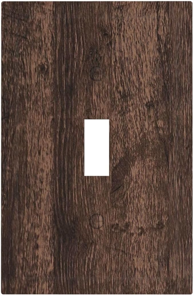 Light Switch Cover Plate Rustic Brown Wood Plank Retro Wooden Board 1 Gang Wall Plate Cover Single Toggle Outlet Covers Decorative Switch Plate Covers Electrical Faceplate for Farmhouse Home