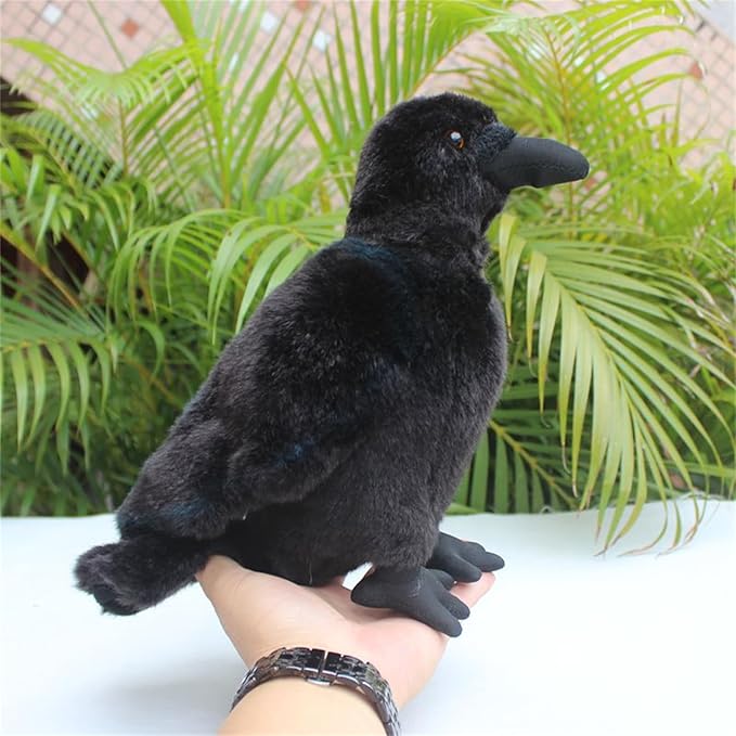 Realistic Crow Plush, Cute Black Raven Stuffed Animal Plush Pillow Toys, Soft Little Bird Raven Stuffed Toys Doll for Birthday Kids Gifts Home Decor 9.44''