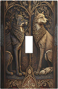 Medieval Wolves Animal Vintage Print Decorative Light Switch Cover 1 Gang Single Toggle Device Electrical Faceplate Switchplates Decorator Outlet Wall Plate for Farmhouse Home Decor