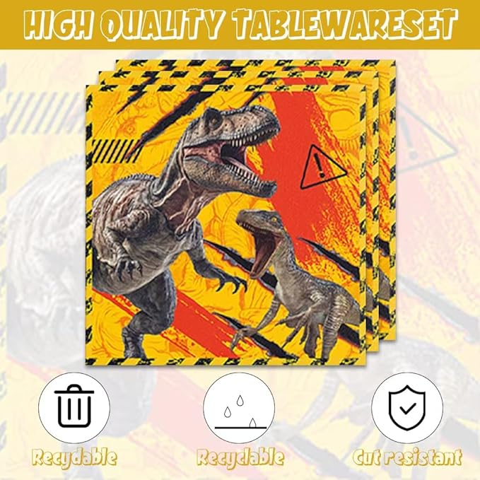 40pcs Dinosaur Birthday Party Decorations Plates and Napkins Dinosaur Party Supplies Favor Tableware Set for Boys Kids Baby Shower