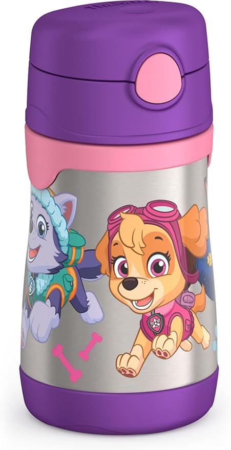 THERMOS Vacuum Insulated Stainless Steel 10oz Straw Bottle, Paw Patrol Girl (Pack of 3)