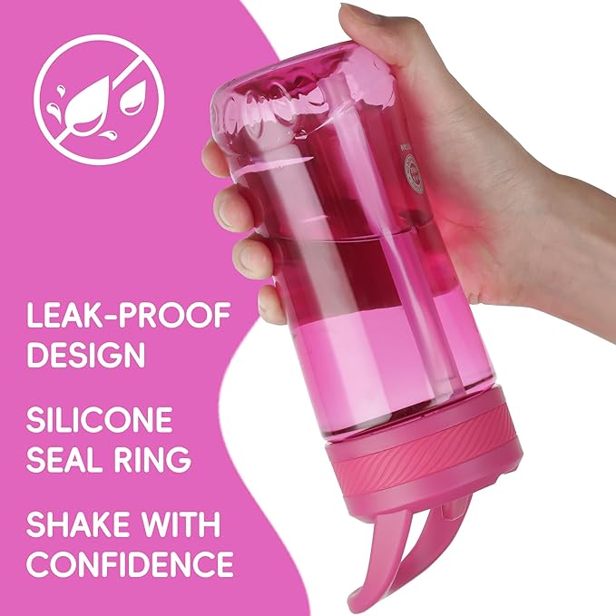 Kids Clear Water Bottle 14oz Flip with Straw Carry Handle, Leakproof, Reusable, Tritan, BPA Free, Suitable for Boys and Girls, Rose