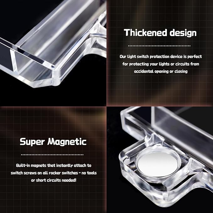 4 Pack Light Switch Cover Guard, Magnetic Light Switch Lock, Clear Wall Switch Guard for Flat Modern Switches