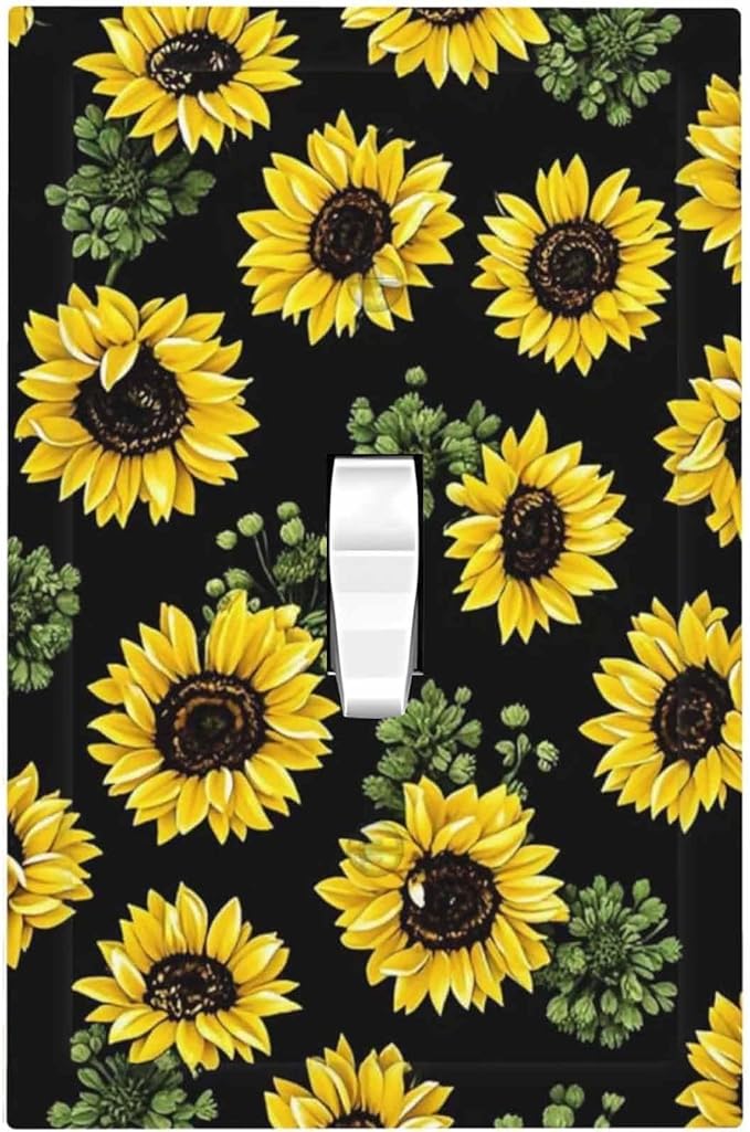 Decorative Light Switch Cover Floral Sunflower Plants Flowers 1 Gang Single Toggle Device Electrical Faceplate Switchplates Decorator Outlet Wall Plate For Bed Room Farmhouse Decor