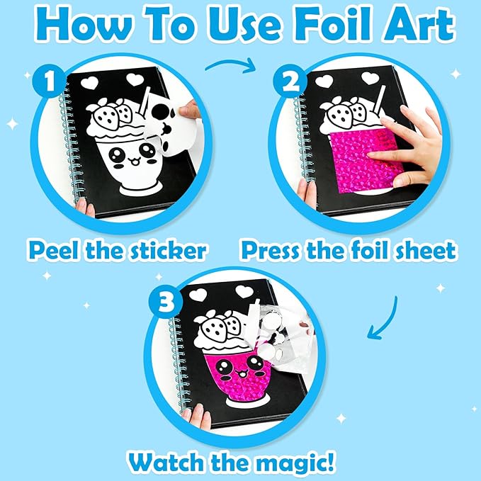 FUNNYB&G Foil Art Crafts for Kids Ages 4-8: Mother's Day 2026, Birthday Gift for Kids, Art and Crafts Supplies, Party Favors, Creative Toys for Kids 4 5 6 7 8 9 Years Old(Summer)