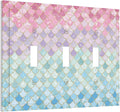 Colorful Mermaid Scales 3 Gang Light Switch Plate Decorative Triple Toggle Wall Plate Cover Electrical Faceplate Swichcovers for Girls Bedroom Kids Baby Nursery Living Room Bathroom Art Panel Decor