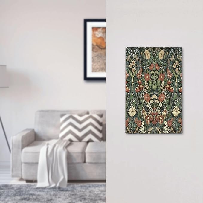 Light Switch Cover Plate Vintage Dark Floral William Morris Green Flower 1 Gang No Device Blank Electrical Wall Plates Faceplate Decorative Switch Plate for living Room Home Decor