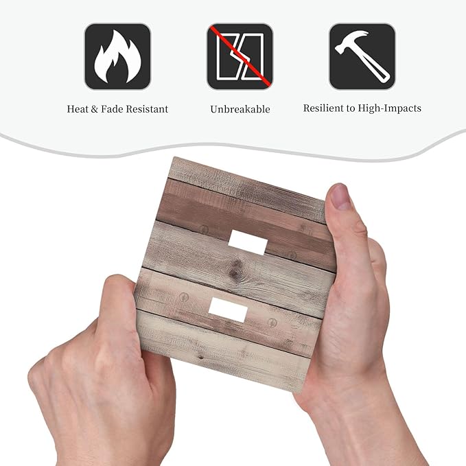 Decorative Switch Plates Vintage Natural Wood Rustic Cinnamon 2 Gang Double Toggle Outlet Light Switch Cover Wall Plate Electrical Faceplate For Farmhouse Cabin Decor