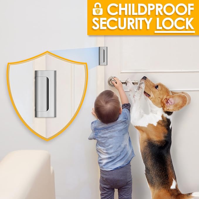 EverPlus Home Security Door Lock for Kids Safety, Childproof Reinforcement Latch for Front Door Withstand 800 lbs for Inside Swinging Doors, Upgraded Metal Child Safety Lock Defend Home
